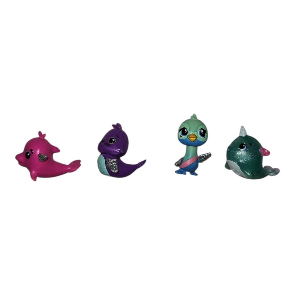 Hatchimals Colleggtibles Lot Of 4 Mini Figures Ocean Narwal Seal Swan